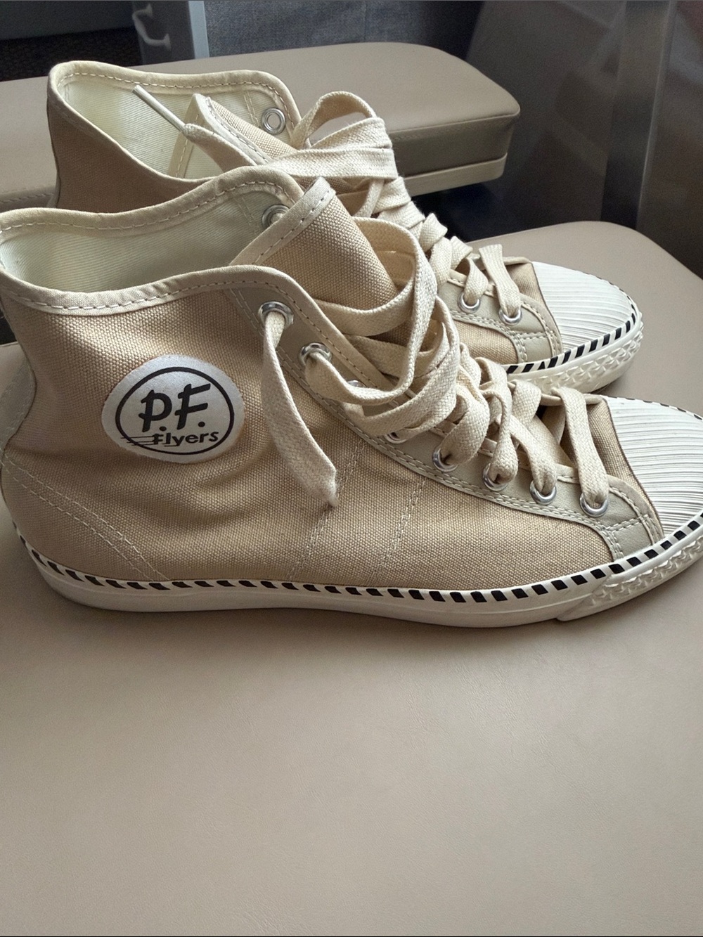 PF Flyers Beige High-Top Canvas Sneakers